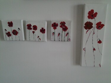 Peinture intitulée "Gentils coquelicots" par Rynne, Œuvre d'art originale, Acrylique Monté sur Châssis en bois