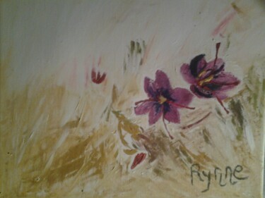 Painting titled "Crocus sativus" by Rynne, Original Artwork, Oil Mounted on Wood Stretcher frame
