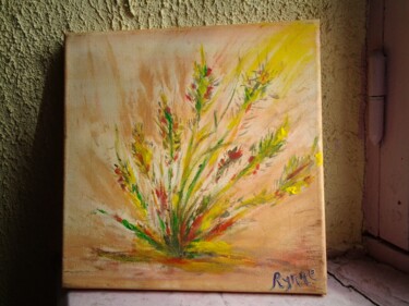 Painting titled "Bouquet au champ" by Rynne, Original Artwork, Oil Mounted on Wood Stretcher frame