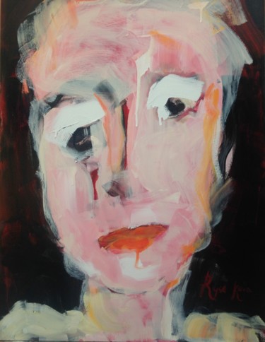 Pintura titulada "visage rose" por Maryse Coin (Ryse Kaïa), Obra de arte original, Acrílico Montado en Bastidor de camilla d…