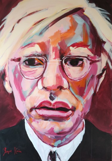 Malerei mit dem Titel "Andy Warhol" von Maryse Coin (Ryse Kaïa), Original-Kunstwerk, Acryl Auf Keilrahmen aus Holz montiert