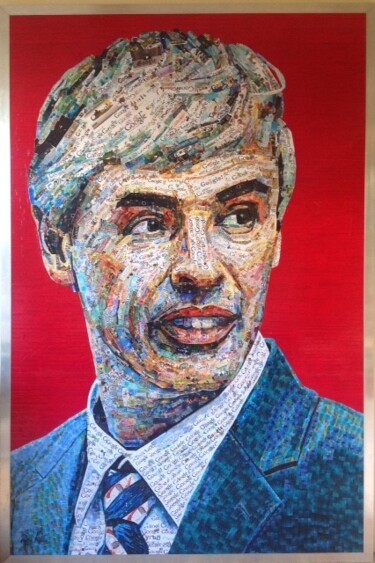 Collages titled "Larry Page (cofonda…" by Maryse Coin (Ryse Kaïa), Original Artwork, Collages Mounted on Wood Stretcher frame