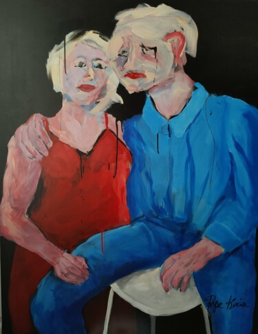 Painting titled "Complicité" by Maryse Coin (Ryse Kaïa), Original Artwork, Acrylic Mounted on Wood Stretcher frame