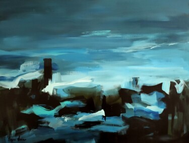 Peinture intitulée "Ciel du matin bleu…" par Maryse Coin (Ryse Kaïa), Œuvre d'art originale, Acrylique Monté sur Châssis en…