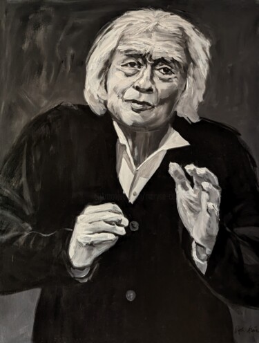 Painting titled "Seiji Ozawa" by Maryse Coin (Ryse Kaïa), Original Artwork, Acrylic Mounted on Wood Stretcher frame