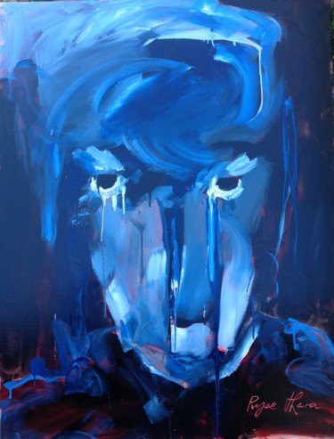 Peinture intitulée "Une âme en bleu" par Maryse Coin (Ryse Kaïa), Œuvre d'art originale, Acrylique Monté sur Châssis en bois