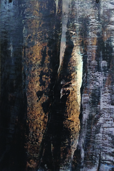 Painting titled "Nocturne" by Ryszard Pielesz, Original Artwork, Tempera