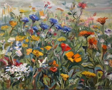 Peinture intitulée "Portrait des fleurs" par Alexandra L. Zeltser, Œuvre d'art originale, Huile