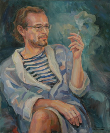 Painting titled "PORTRAIT" by Alexandra L. Zeltser, Original Artwork, Oil