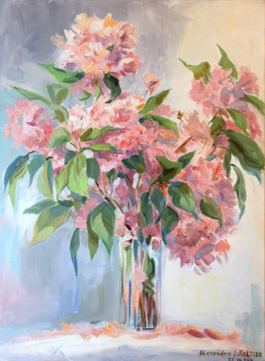 Painting titled "SAKURA" by Alexandra L. Zeltser, Original Artwork, Oil