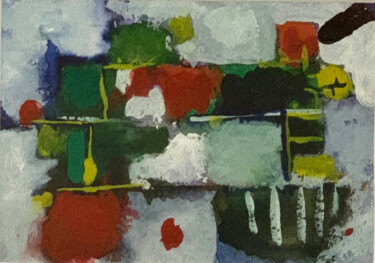 Pintura intitulada "Houses (abstract)" por Rza Rzazadeh, Obras de arte originais, Têmpera