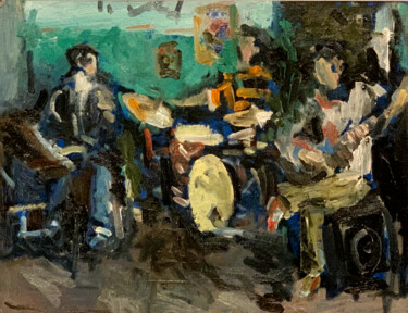 Painting titled "Music Band" by Rza Rzazadeh, Original Artwork, Oil