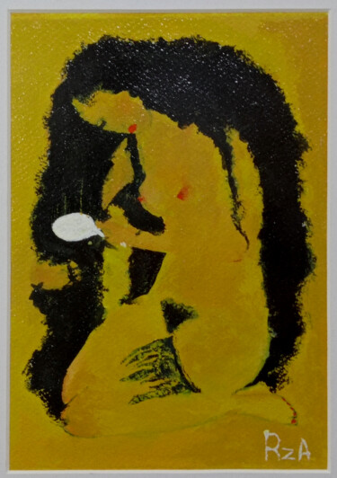 Painting titled "Nude" by Rza Rzazadeh, Original Artwork, Tempera