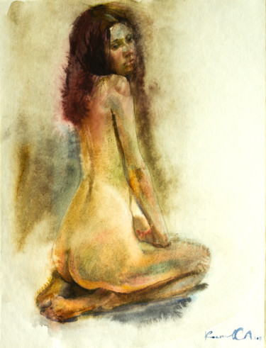 Painting titled "Anne" by Sergey Kostov, Original Artwork, Watercolor