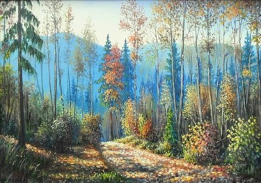 Peinture intitulée "Осіння дорога" par Andrew Repeta, Œuvre d'art originale, Huile Monté sur Châssis en bois
