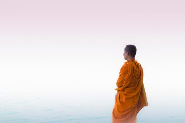 Photography titled "Monk in the mist" by Sergio Capuzzimati, Original Artwork, Digital Photography