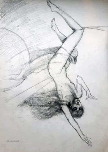 Zeichnungen mit dem Titel "Dessin Crayon esqui…" von Sophie Duchaine, Original-Kunstwerk, Bleistift