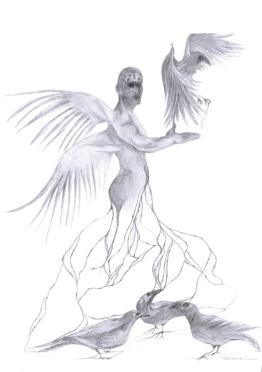 Disegno intitolato "Illustration Noir &…" da Sophie Duchaine, Opera d'arte originale, Matita
