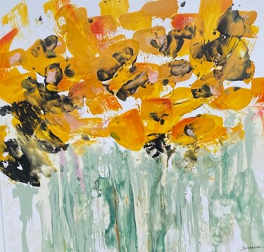Peinture intitulée "Peinture Florale ab…" par Sophie Duchaine, Œuvre d'art originale, Encaustique Monté sur Carton