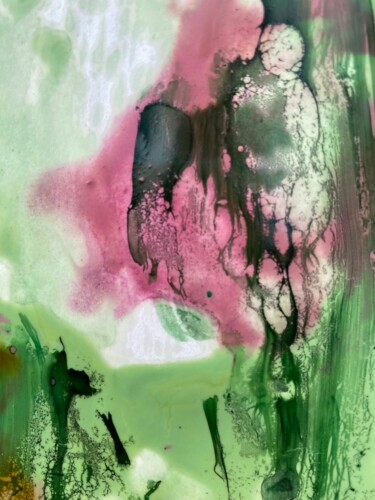 绘画 标题为“Peinture Florale ab…” 由Sophie Duchaine, 原创艺术品, 彩瓦 安装在玻璃上