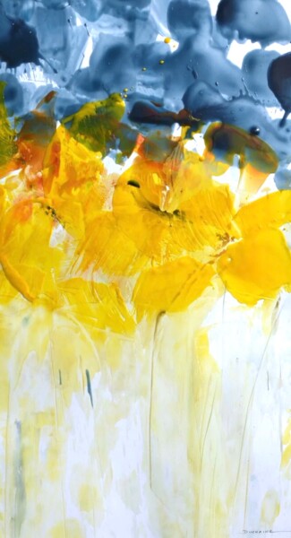 Картина под названием "Peinture Florale ab…" - Sophie Duchaine, Подлинное произведение искусства, Энкаустический Установлен…
