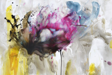 Картина под названием "L'oiseau et la Fleur" - Sophie Duchaine, Подлинное произведение искусства, Энкаустический