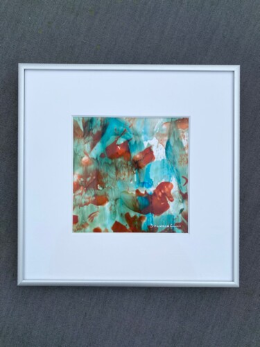 Painting titled "Les coquelicots" by Sophie Duchaine, Original Artwork, Encaustic Mounted on Cardboard