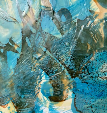 Malerei mit dem Titel "note minérale" von Sophie Duchaine, Original-Kunstwerk, Enkaustik Auf Glas montiert