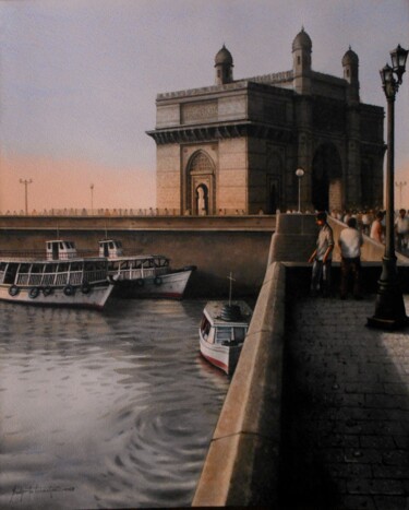 Ζωγραφική με τίτλο "mumbai 6" από Sudipta Karmakar, Αυθεντικά έργα τέχνης, Ακουαρέλα