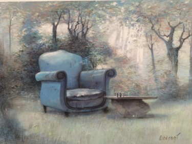 Pintura intitulada "Le fauteuil de Niet…" por Sylvain Loisant, Obras de arte originais, Pastel Montado em Vidro