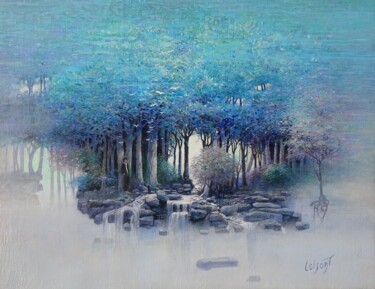 Картина под названием "Le bosquet d'émerau…" - Sylvain Loisant, Подлинное произведение искусства, Масло Установлен на Деревя…