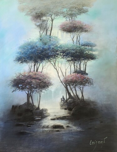 Pintura intitulada "Et coule une rivière" por Sylvain Loisant, Obras de arte originais, Pastel