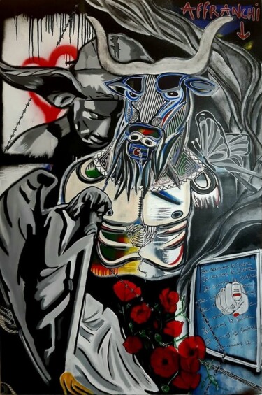 Pintura titulada "Affranchi" por Salomé Perignon, Obra de arte original, Pintura al aerosol Montado en Bastidor de camilla d…