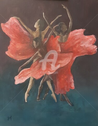 Pintura intitulada "poppy dance" por Sol, Obras de arte originais, Acrílico