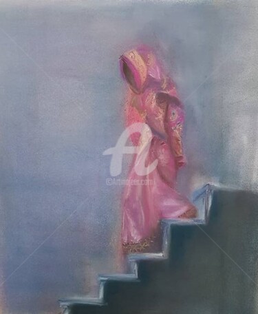 Pintura intitulada "rushed woman" por Sol, Obras de arte originais, Pastel