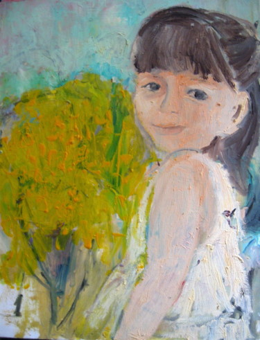 Painting titled "Girl in the nature" by Sheila, Original Artwork, Acrylic