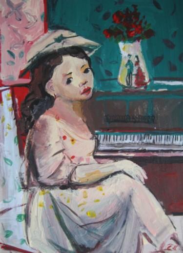 Pintura intitulada "Woman in the piano…" por Sheila, Obras de arte originais, Acrílico