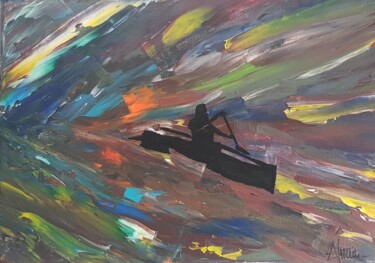 Pittura intitolato "Dans les rapides" da Sebastien Vernier, Opera d'arte originale, Acrilico