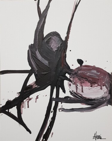 Painting titled "Black spider" by Sebastien Vernier, Original Artwork, Acrylic