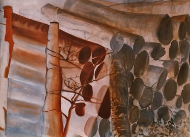 Картина под названием "Stämme-2" - S.Weinmann, Подлинное произведение искусства, Акрил Установлен на Деревянная панель