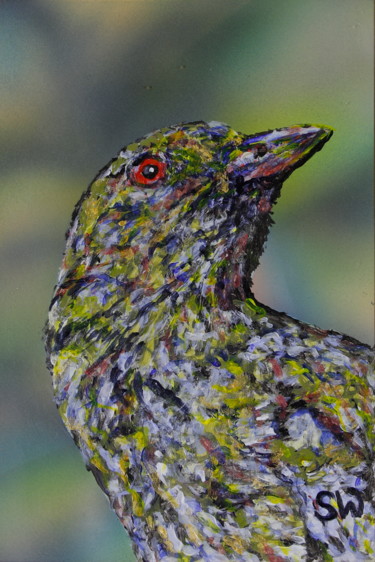 Painting titled "Olive- backed Oriole" by Susan Willemse, Original Artwork, Acrylic