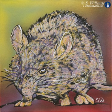 Painting titled "Mouse" by Susan Willemse, Original Artwork, Acrylic Mounted on Wood Stretcher frame