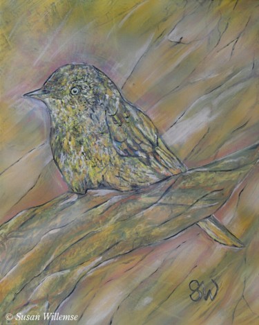 Painting titled "Thornbill" by Susan Willemse, Original Artwork, Acrylic Mounted on Wood Stretcher frame