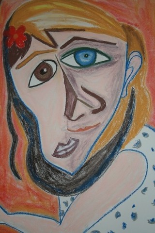 Painting titled "double face" by Janine, Original Artwork