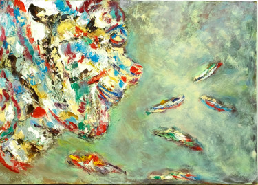 Peinture intitulée "Арлекин с рыбками 5…" par Lilian Harts, Œuvre d'art originale, Huile Monté sur Châssis en bois