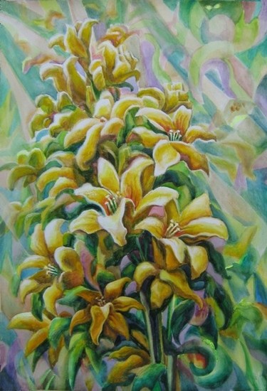Pintura titulada "Солнечные цветы." por Andrei Sutin, Obra de arte original, Acuarela
