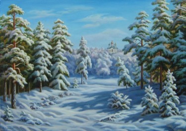 Peinture intitulée "Скоро Рождество" par Andrei Sutin, Œuvre d'art originale, Huile
