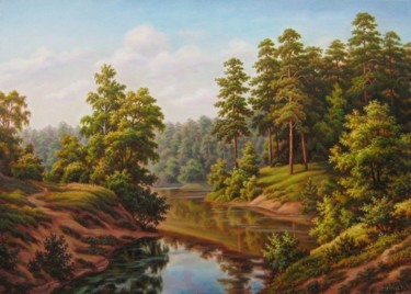 Painting titled "Тёплое утро" by Andrei Sutin, Original Artwork, Oil