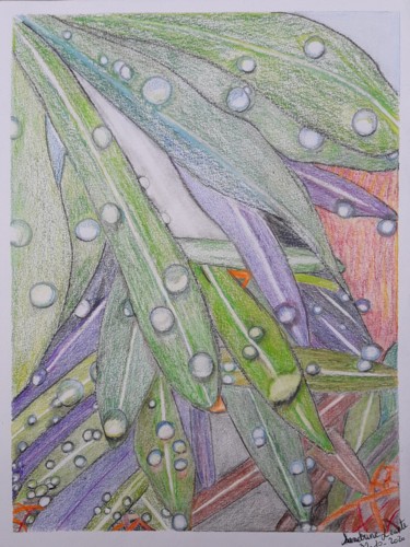 Dessin intitulée "Après la pluie" par Sandrine Leconte, Œuvre d'art originale, Crayon