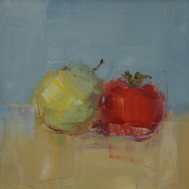 Peinture intitulée "Apple and tomato" par Saash, Œuvre d'art originale, Huile